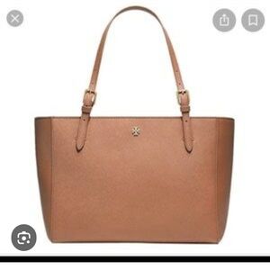 Tory Burch Brown Large Leather Tote with Gold Accents